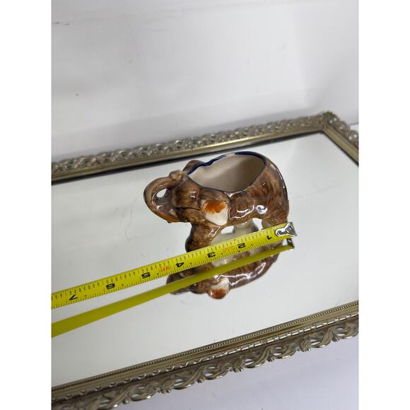 Vtg Mid-century Ceramic Elephant Figurine, Elephant Toothpick Holder or Q-tip - Picture 8 of 9